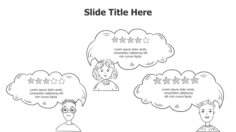 Three Character Testimonials with Speech Bubbles