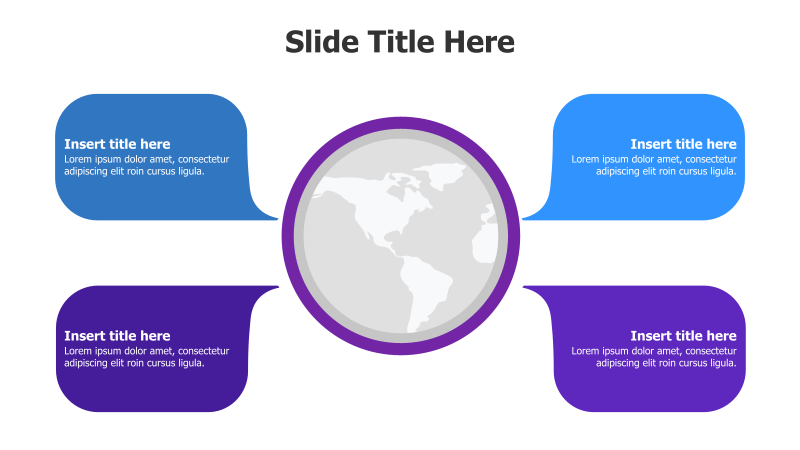 4 Points Around Earth Map Infographic