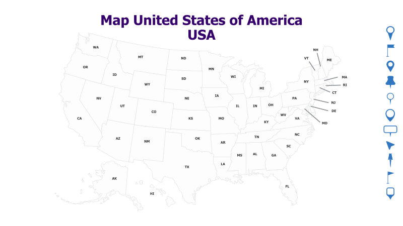 USA Map with State Abbreviations