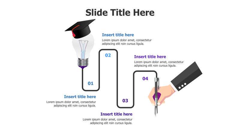 4-Point Infographic with Bulb & Pen
