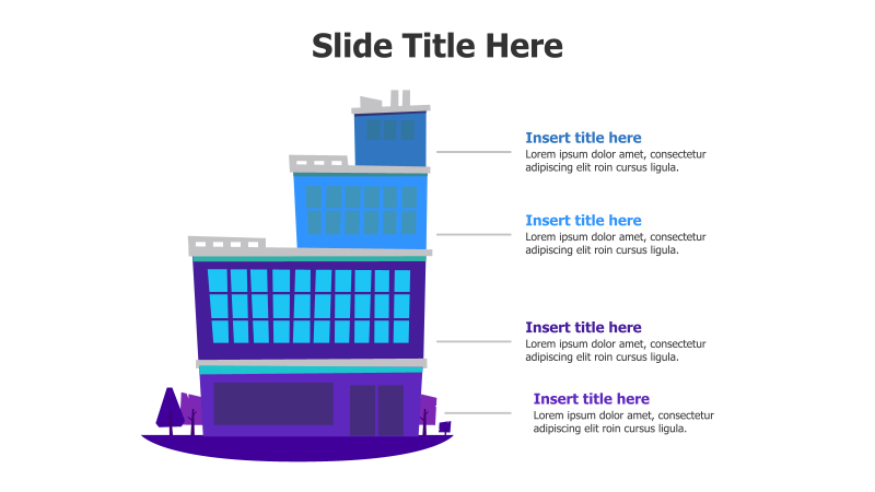4 Points Colored Building Infographic