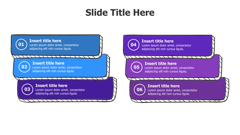6-Point Overlayered Striped Infographic
