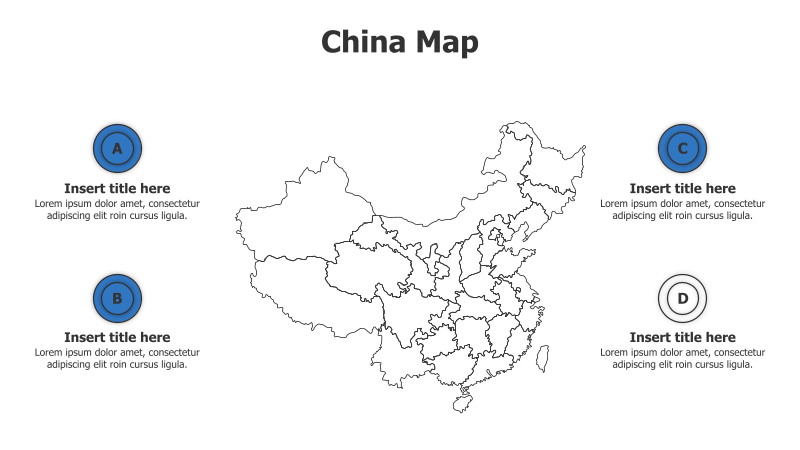 4-Point Outline China Map Infographic