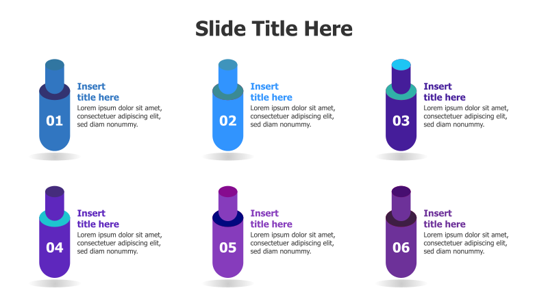 6-Point Colored Stacked Blocks Infographic