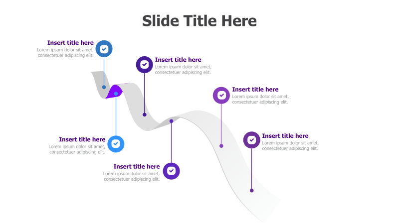 6-Point 3D Roadmap with Checkmarks