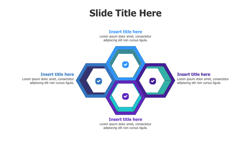 4-Point 3D Hexagon Infographic