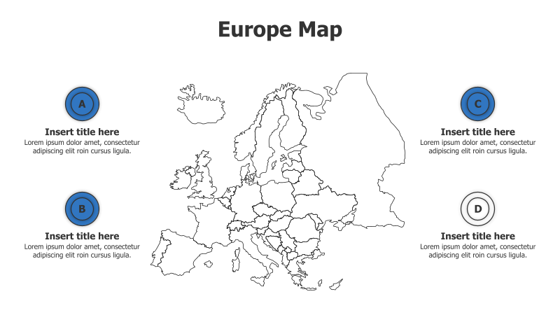 4 Points Outline Europe Map Infographic