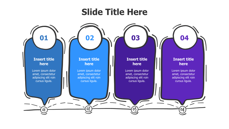 4-Step Timeline with Colored Blocks