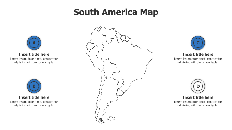 4 Points Outline South America Map Infographic