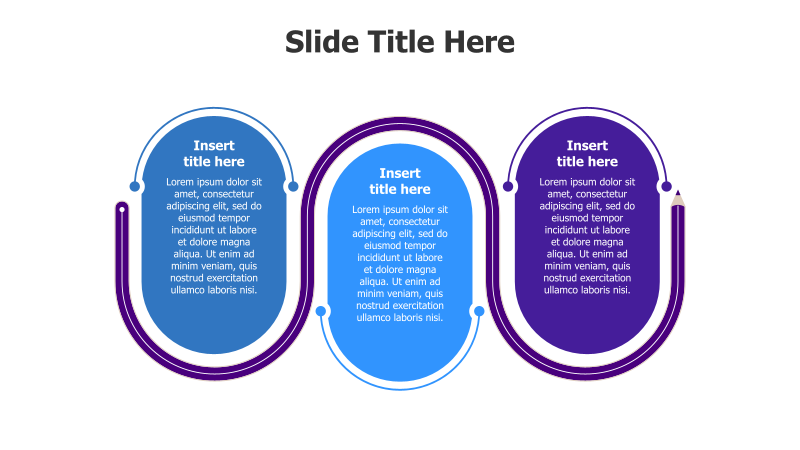 3-Part Curved Infographic with Pencil Icons