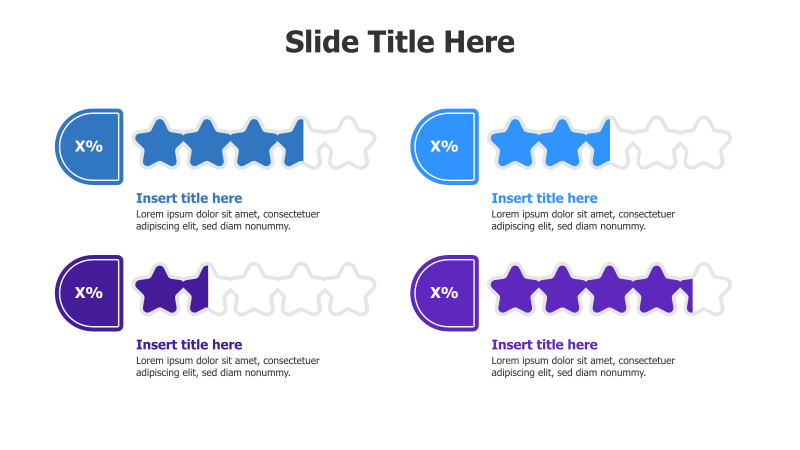 4-Point Testimonial Stars Infographic with Percentage