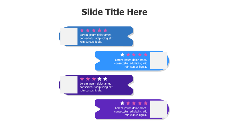 4 Testimonials with Stars and Rounded Rectangles