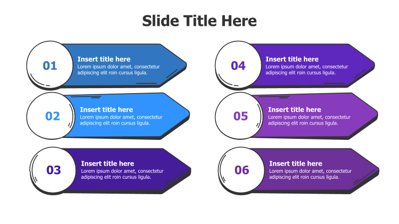 6-Point Sketchy Arrow & Circle Infographic