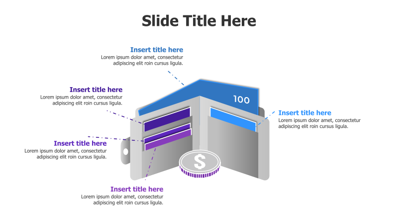 5-Point 3D Wallet with Cards Infographic
