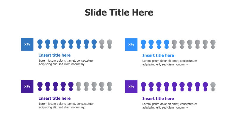 4-Point Editable Bulb with Percentage Infographic
