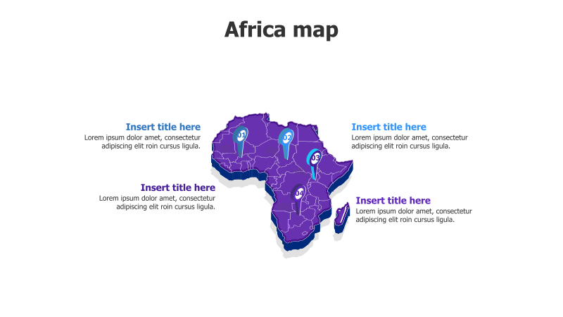 3D Africa Map with Location Pins