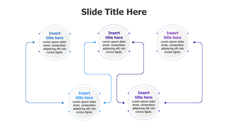 5 Points Connected Gradient Circles Infographic