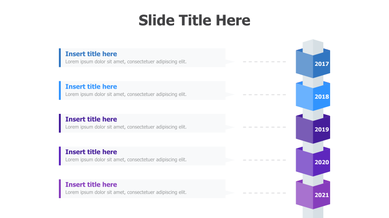 5-Step Vertical Timeline with 3D Blocks