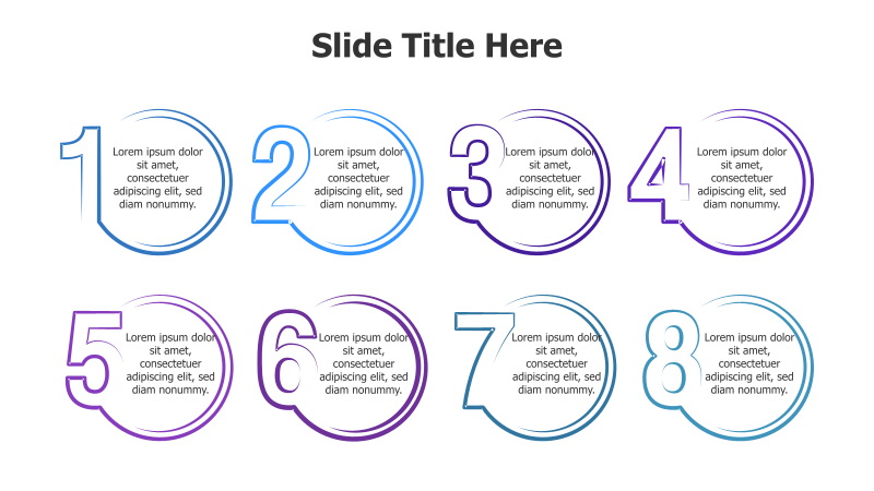 8 Points Colored Numbers with Scratchy Circles