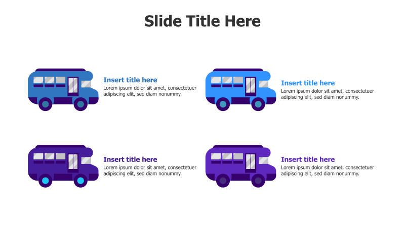 4 Points Colored Bus Infographic