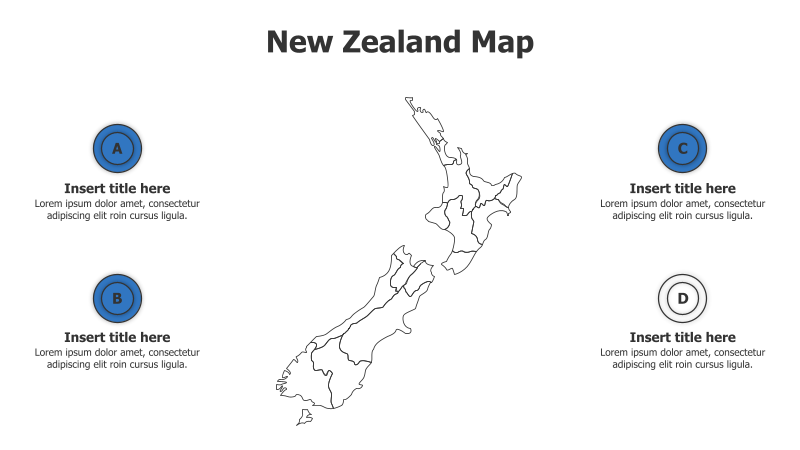 4 Points Outline New Zealand Map Infographic