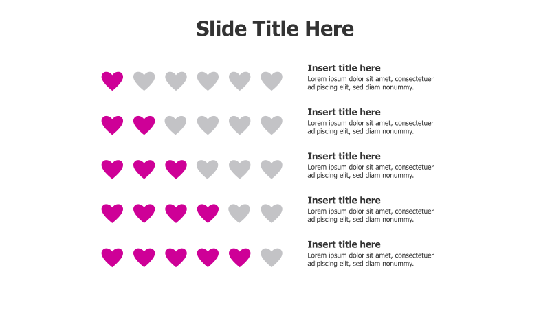 5 Points Editable Red Heart Infographic
