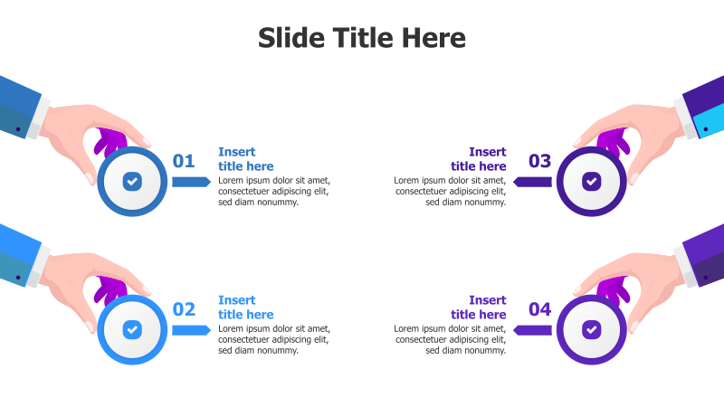 4 Points Hands Holding Circles Infographic