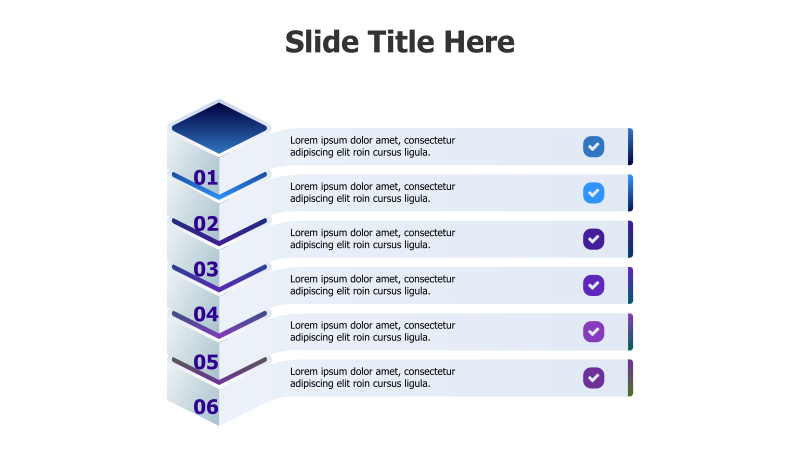 6-Level 3D Striped Pyramid Diagram