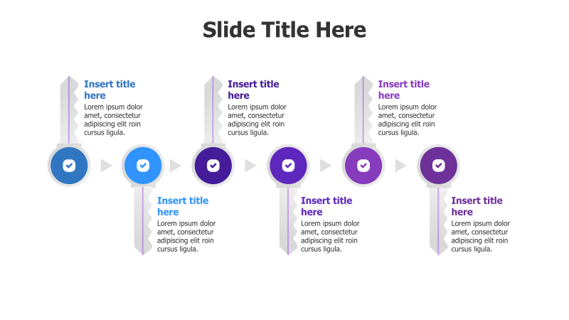6-Step Timeline with Colored Keys