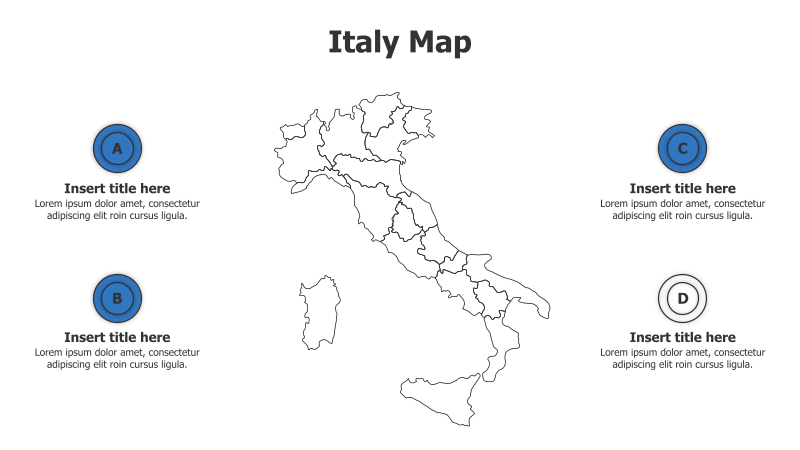 4 Points Outline Italy Map Infographic