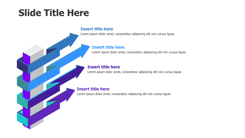 4-Step 3D Perspective Arrows Infographic