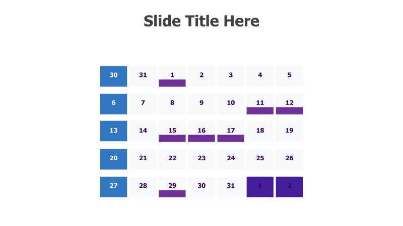 Calendar Grid with Highlighted Dates