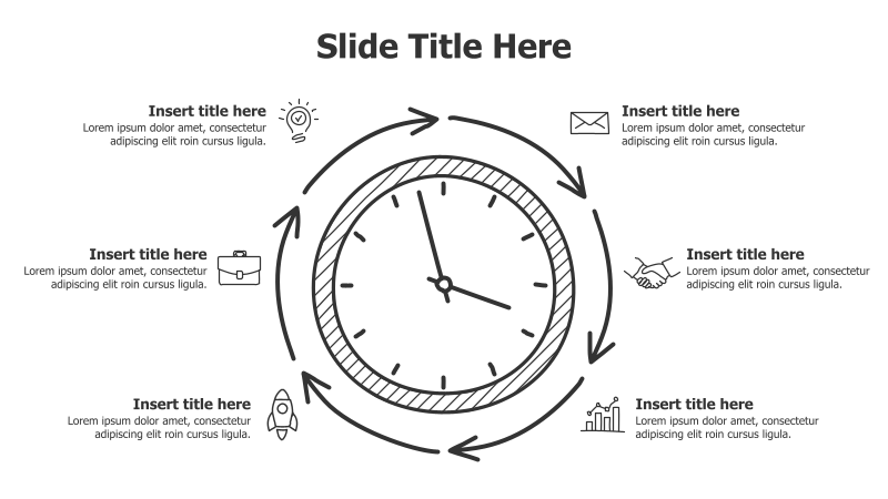 6-Point Circular Process with Clock Icon