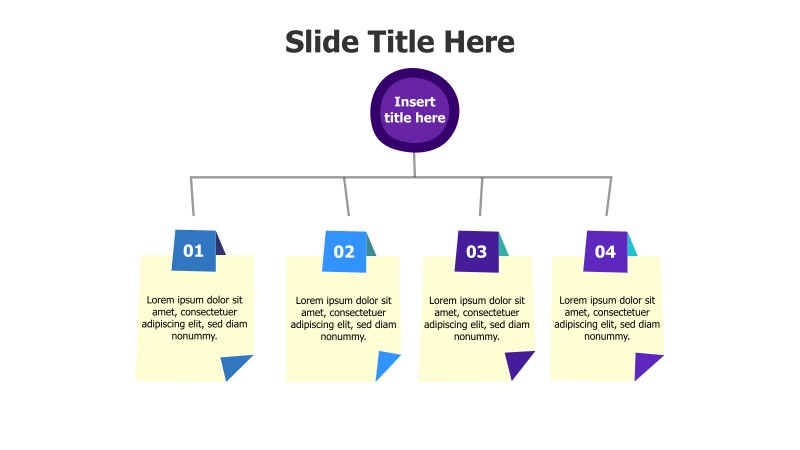 4 Branching Sticky Notes from Circle Infographic
