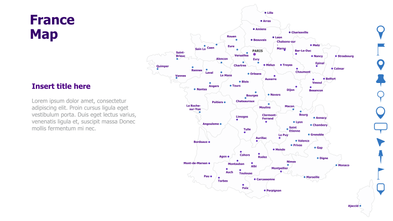 France Map with City Markers