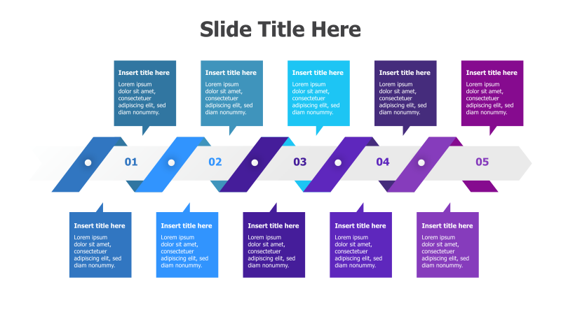 5-Step Timeline with Ribbon Effect