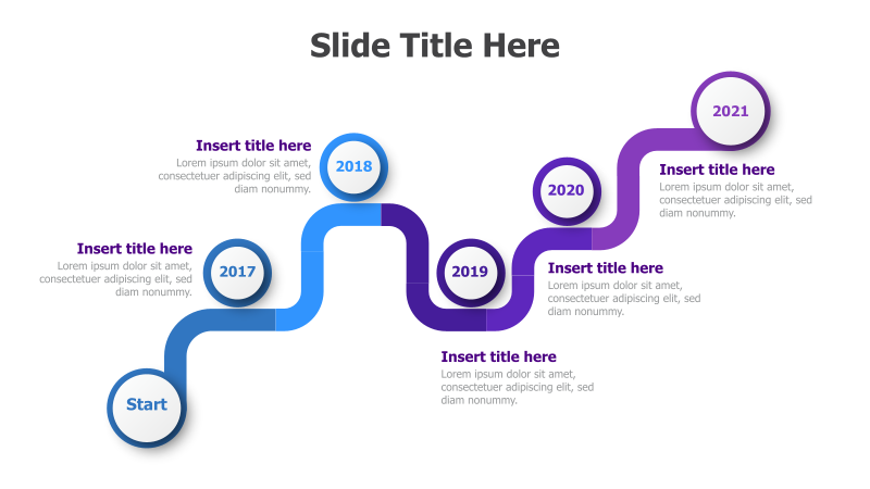 5-Point Timeline with Curved Connections