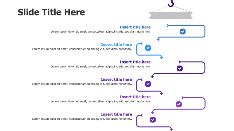 5 Points Outlined Arrows with Holder Infographic