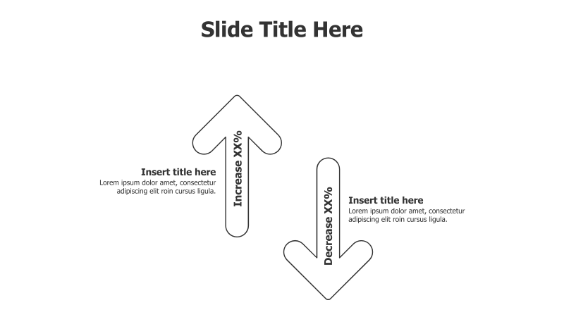 2 Points Opposite Curved Outline Arrow Infographic