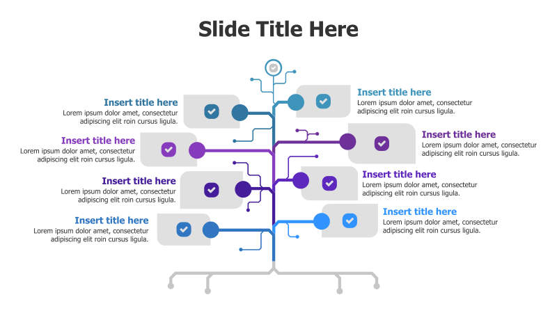 8 Points Colored Tech Wires Tree Infographic