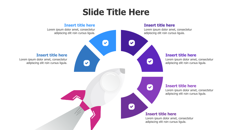 6-Point Circular Process with Rocket Infographic