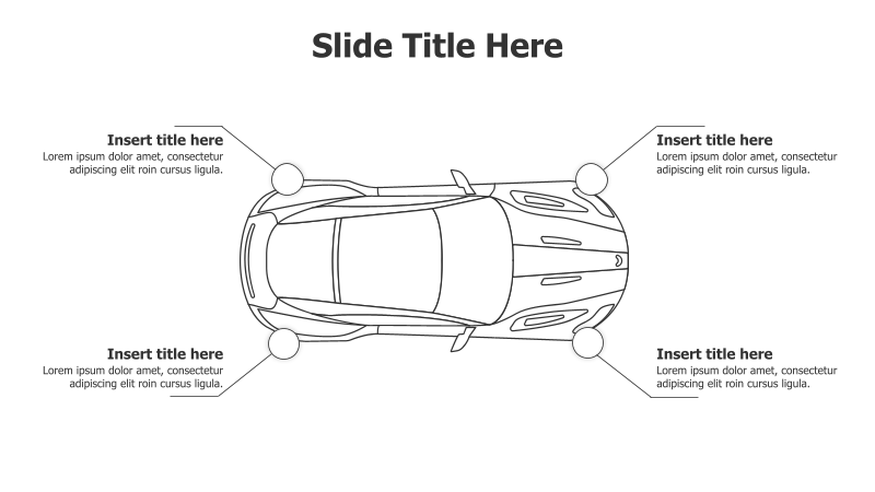 4 Points Outline Sedan Car Infographic