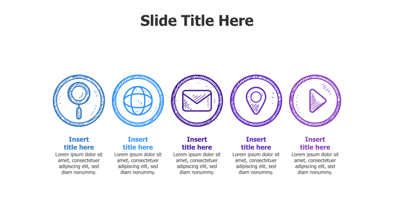5 Points Sketchy Colored Icons Infographic