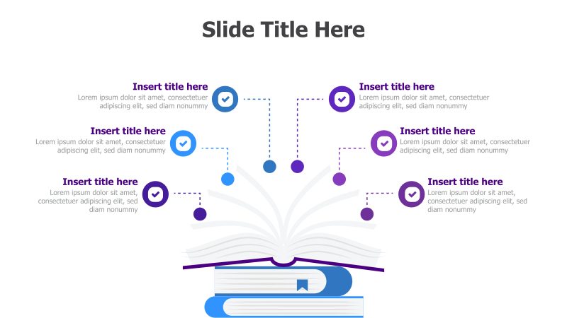6-Point Radial Diagram with Book Stack