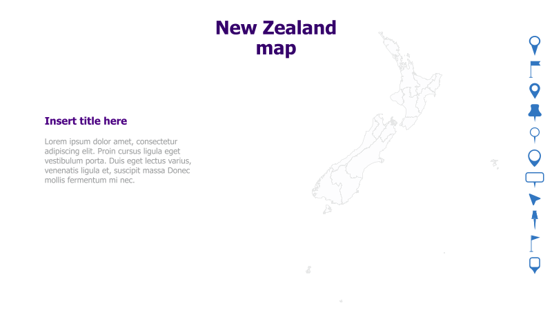 New Zealand Map with Text Placeholder