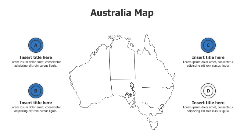 4 Points Outline Australia Map Infographic