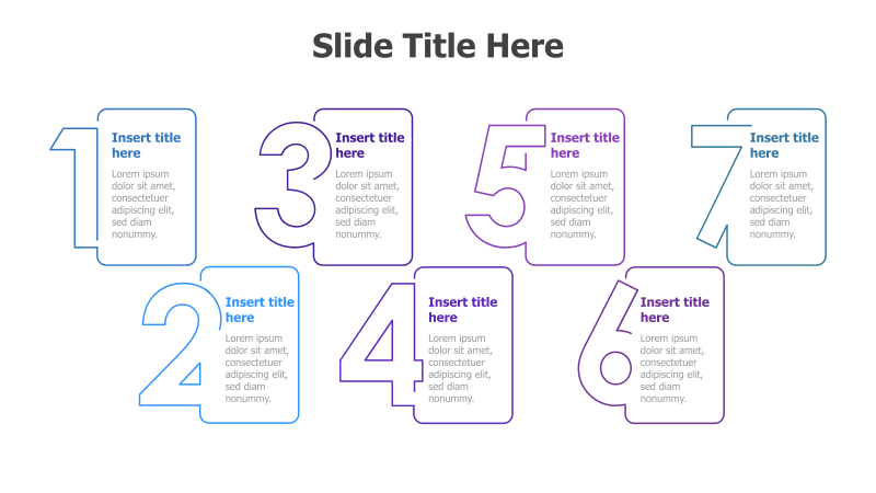 7-Step Numbered Process with 3D Blocks