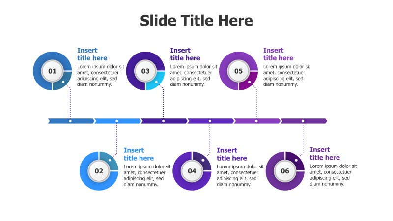 6-Step Circular Timeline with Arrow Connections