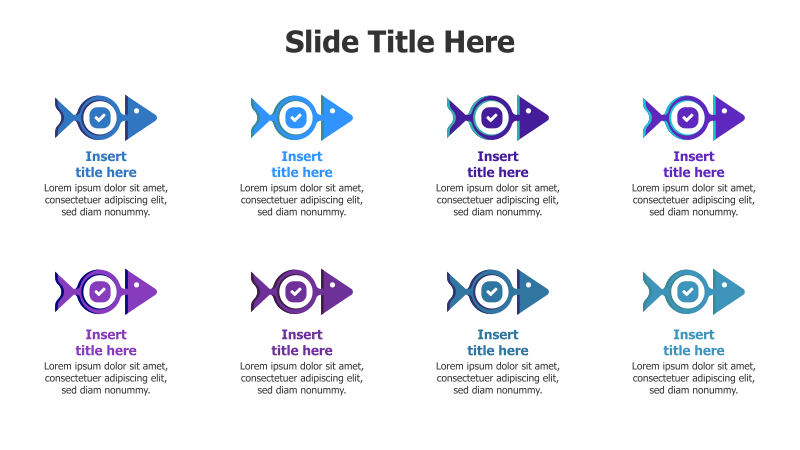 8 Points Colored Fish with Icons Infographic