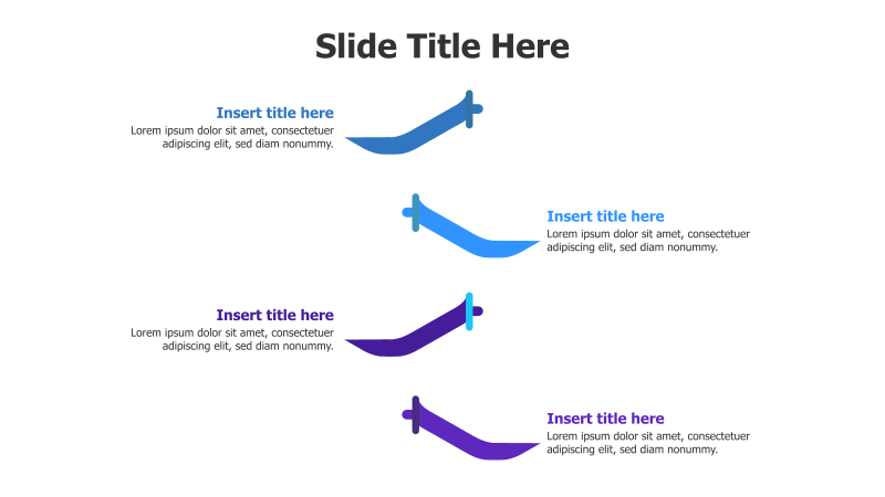 4 Points Colored Swords Infographic